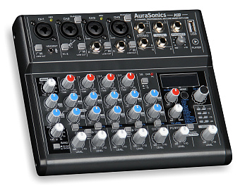 AuraSonics K8 - компактный микшерный пульт 2 мик.+2мик.моно/линейных стерео+1 лин.стерео+FXстерео+до