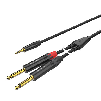 Roxtone PACC280/1,5 - аудио кабель, 3,5мм stereo Jack - 2x6,3мм mono Jack, 1,5м.