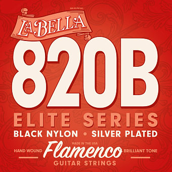 La Bella 820B Elite - струны для классической гитары фламенко, черный нейлон, среднее натяжение