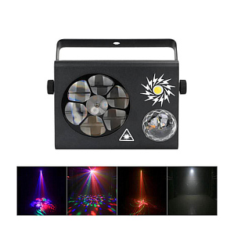 Led Star MA-E009A Эффект светодиодный 4 в 1: волшебный шар, гобо, стробоскоп, лазер красный/зеленый 