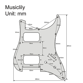 Musiclily MX2248BK - пикгард для электрогитары Fender Stratocaster HH, 3 слоя, черная